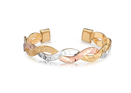 Three Tone Plated Womens Cuff Bracelet